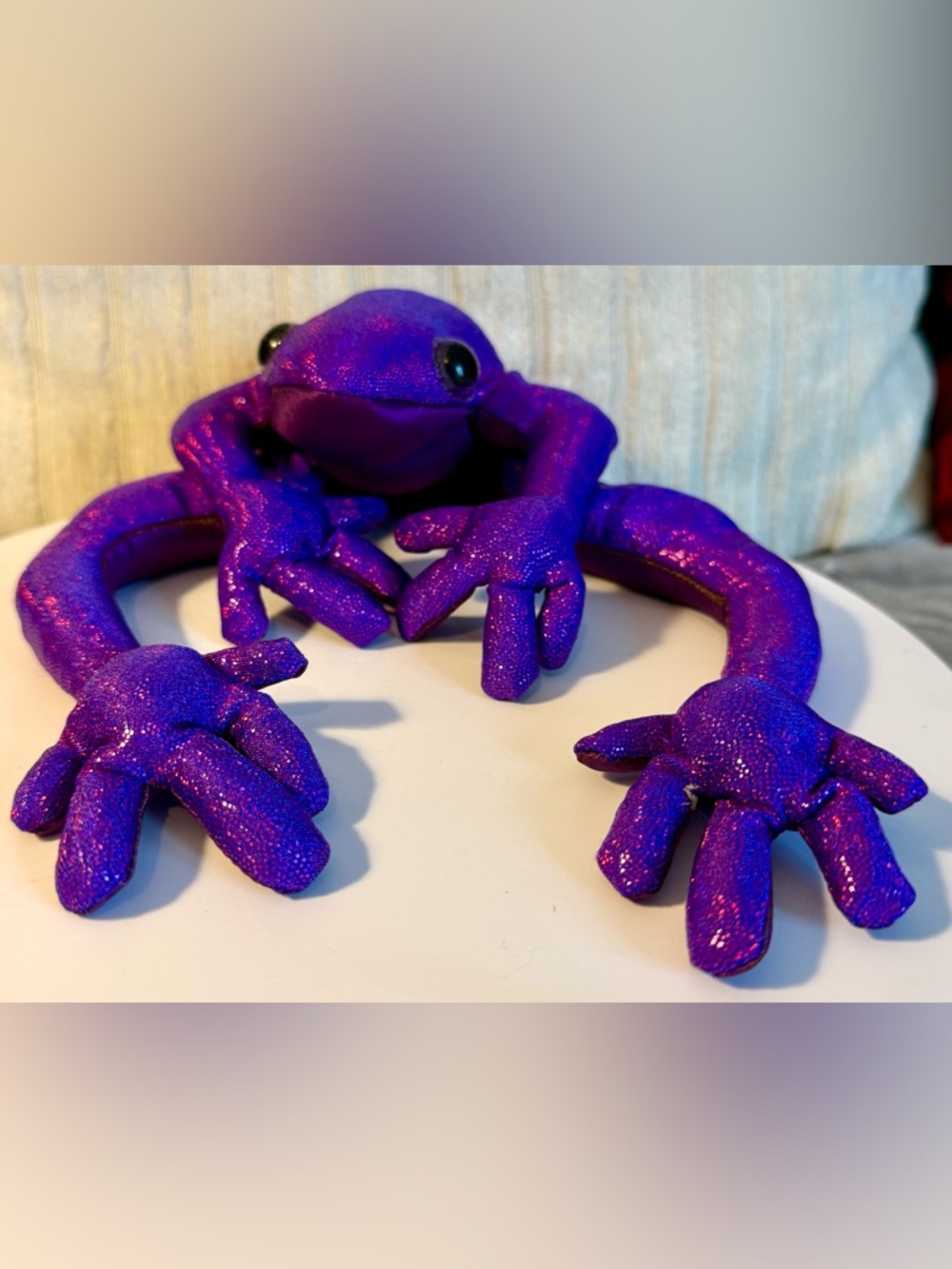 Rainbow Creatures Sand Filled Purple Shimmery Frog USA 1990s Vintage Posable